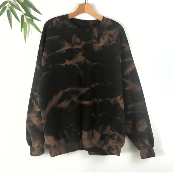 NEW Bleached Black Sweatshirt Unisex S-5X Grunge - Picture 2 of 4